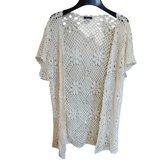 Ivory Boho Floral Crochet Cardigan - Picture 1 of 5